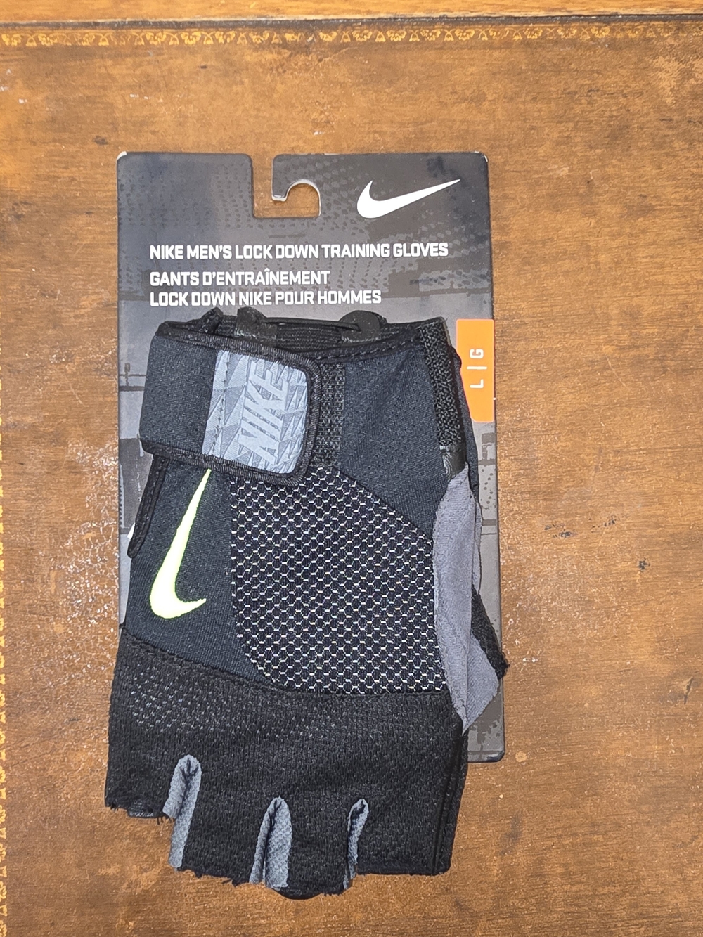 NWT Nike Men's Lock Down Training Gloves Weightlifting Gym Black Size L